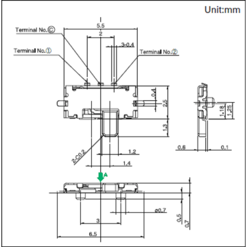 Interruptor de muntatge en superfície amb una carrera d&#39;1,4 mm