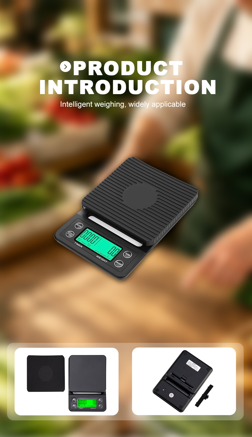 YHD‑K009 เครื่องชั่งกาแฟดิจิตอลพร้อมตัวจับเวลา X YHD‑K009 Digital Coffee Scale With Timer X