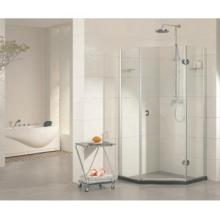 Hinged shower enclosure with  pentagon shape