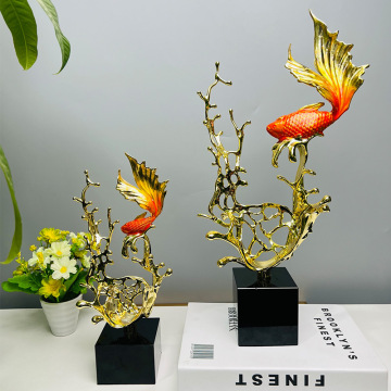Modern Luxury Metal Gold Fish Home Decor & Table Top Accessories