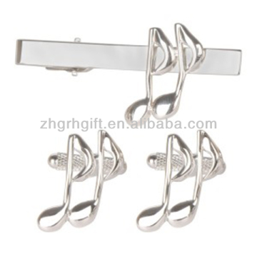 musical symbols cufflink tie clip set