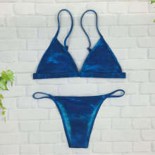 Woman sexy printed beach wear bikini tops and thong swimwear swimsuit