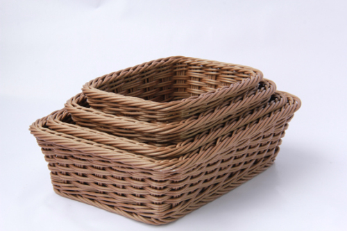 Keranjang Rattangular Rotan Plastik Handweaving untuk Bakery