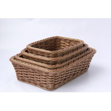 Handweaving Plastic rattan rectangular basket for bakery