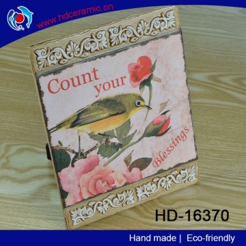 Heat transfer printing ceramic decorative plaque, ceramic table decorative plate, ceramic desk decorative plaque