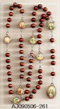 wood beads rosary necklace