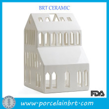 White ceramic house shaped tealight candle holder