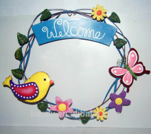"Welcome" Sign Floral Garden Door Wreath
