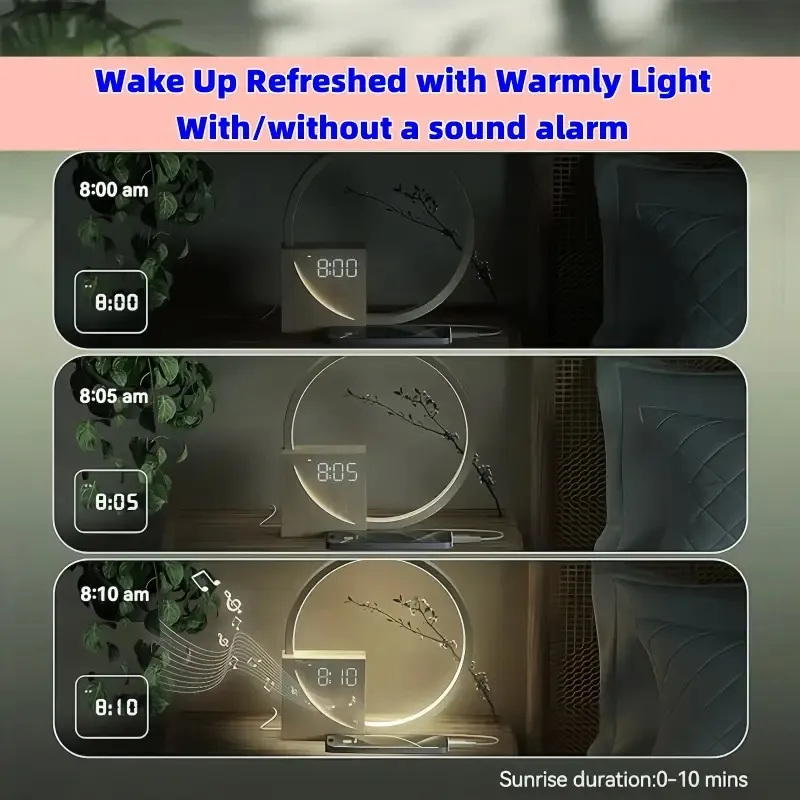 Sunrise Alarm Clock with 10 White Noise Sounds for Deep Sleep Lamp