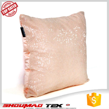 wholesale pink 100% poly embroidery shiny sequin cushion cover