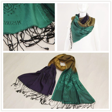Turkish Women Viscose Scarves and Shawls Blended with Polyester of Jacquard Pattern