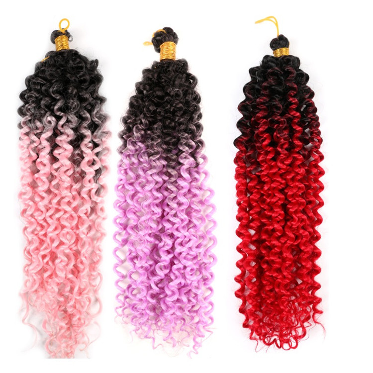 14inch Ombre Kinky Curly Water Wave Crochet Braiding Hair Pre stretched Synthetic Hair Braids Extension Marley Bob