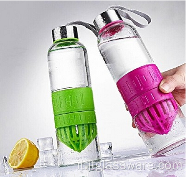 2016 nuovi prodotti bottiglia d&#39;acqua in vetro con cannuccia