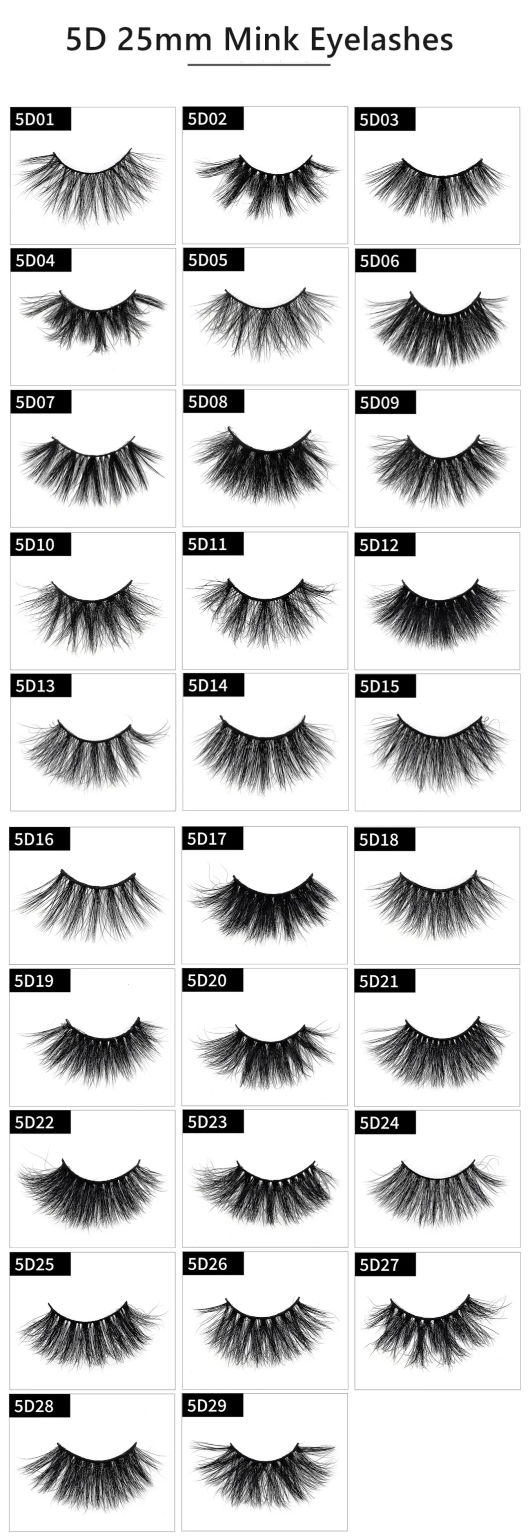 5D Mink Eyelashes 100% Fur Material Lashes Hand Made Eyelash 5D-18