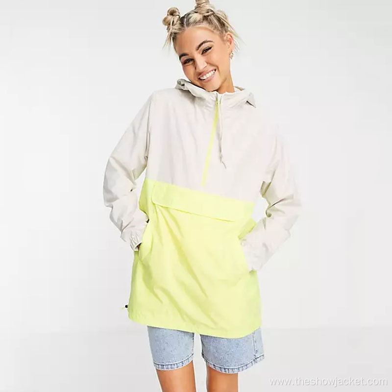 2021 Customization Contrast Color Hoodie Anorak for Women