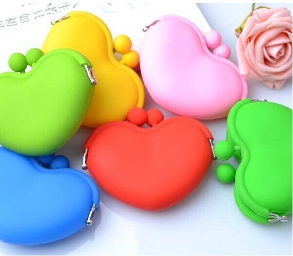 Heart-Shaped Silicone Coin Wallets Key Bag