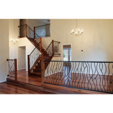 Rust Resistant Wrought Iron Railing with Artistic Curved Pattern for Interior Staircases