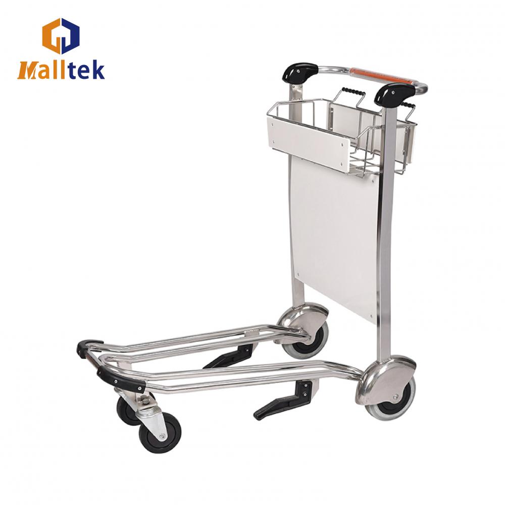 Rubber Wheel Stainless Steel Airport Luggage Trolley