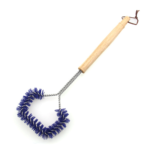 Brosse à récurer en nylon à longue poignée en caoutchouc