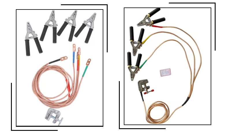 Four 4 Way Flat Face Clamp Temporary Grounding Set Earth Temporary Rod