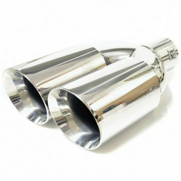 Universal Double Twin Exhaust Tip Trim Pipe Tail Muffler - Chrome Stainless Steel