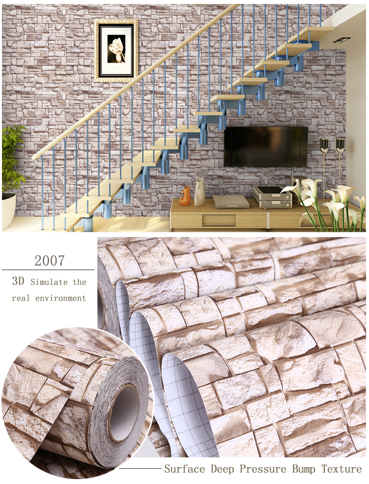 Wholesale Eco-friendly self adhesive 3d embossed brick wallpaper with cheap price for Leisure Facilities