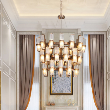 Candeeiro de cristal moderno e luxuoso com candelabro pendente