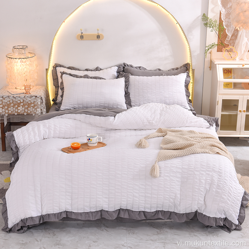 Cô gái Duvet Cover 100% Cotton Seersucker Bộ đồ giường Set