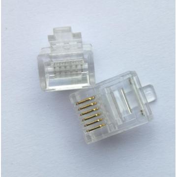 6P6c-connector Telefoonstekker RJ11-connector 6P6C Kristallen kop Goud 3U