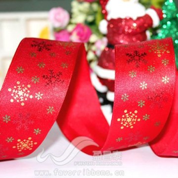 Christmas satin wholesale printed ribbons