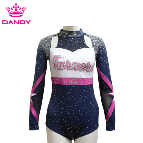 Xüsusi hazırlanmış parıltılı rhinestone cheerleading forması