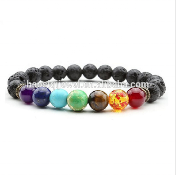 Wholesale men women super quality lava stone 7 chakra beads bracelet