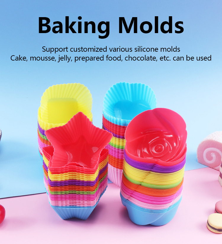 Durable baking mold silicone muffin cup heat-resistant, non-sticky, easy to clean and safe food-grade silicone cake mold