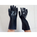 Schwarze PVC-Handschuhe glatte Oberfläche Interlock Liner 14 &quot;