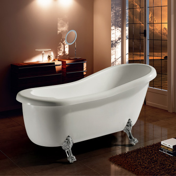 55 Inch Clawfoot Tub White Freestanding Soaking Acrylic Classical Bathtub