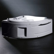 Two-Person Acrylic Corner Whirlpool Bathtub with Massage Function and Pillows