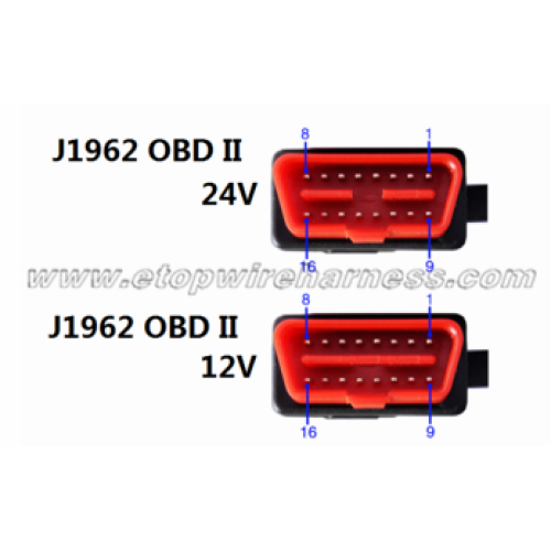 J1962 OBD 24V-12V kết nối với chân phải thiên thần