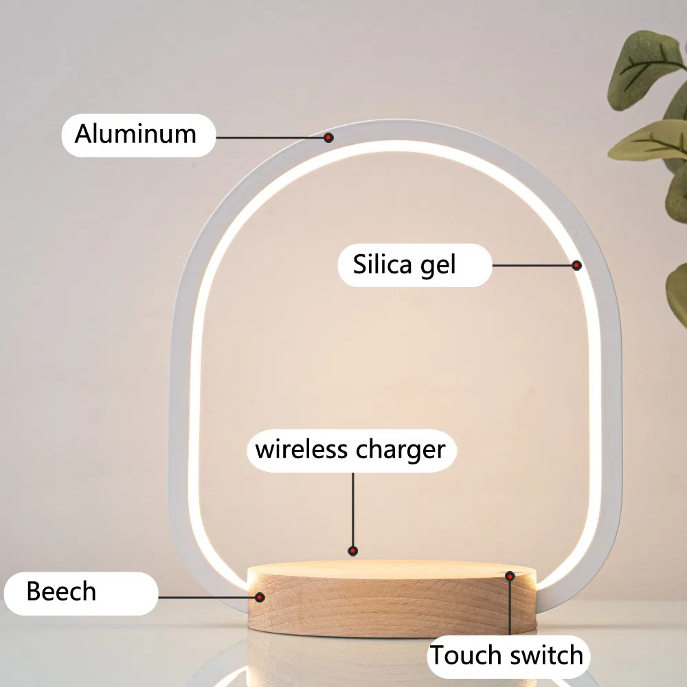 Modern LED Bedside Lamp with Wireless Charging Station