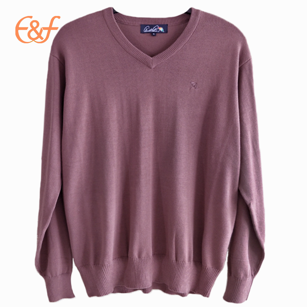 V Neck Pullover Plain Knit Jumper Clothes For Men