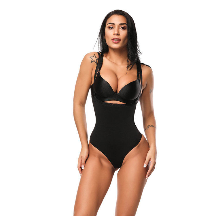 Custom Logo Black Spandex Bodysuit Flat Tummy Butt Lifter Shapewear