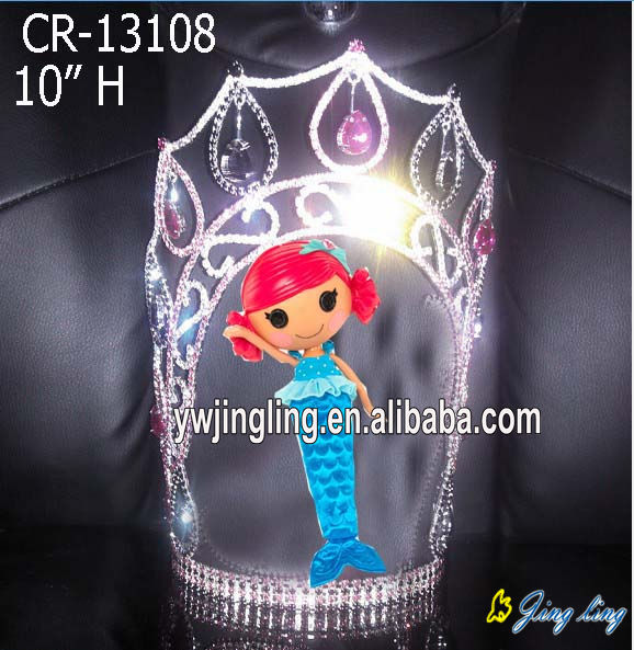 10 Inch Rhinestone Mermaid Pageant Crowns Girls