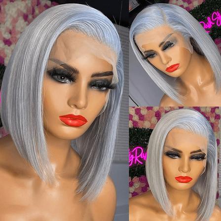 Silver Grey Straight Bob Wig