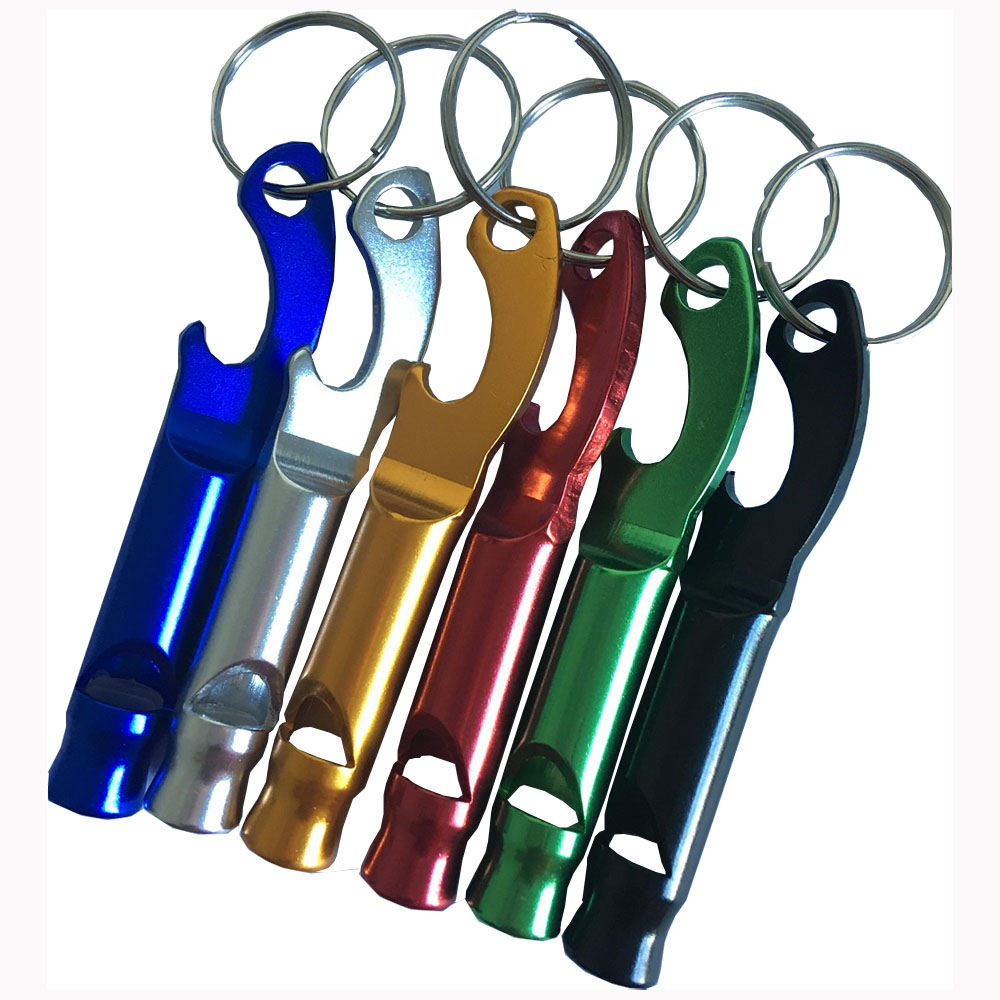 Whistle metalen flesopener met sleutelhanger