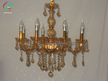 6 lights chandeliers crystal gold
