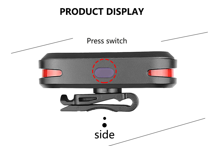 Bahan abs berkualiti tinggi USB boleh dicas semula COB LED 6 Modes Basikal Merah Basikal Basikal Lampu Belakang