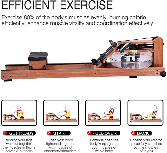 Home Fitness Gym Solid Air Wood Scull Water Wholesale Crane Rower Boat Rowing Machine