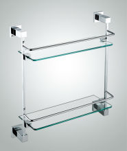 Bathroom Accessories Shower Double Glass Shelf,Wall Mounted Double Glass Shelf,Bath Glass Shelf