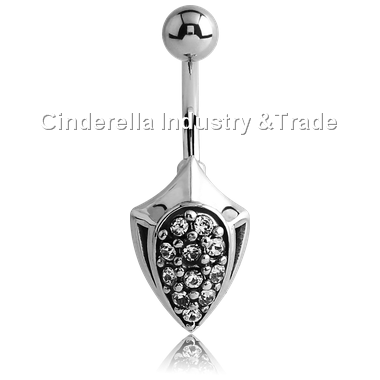 Acciaio chirurgico Kool Katana Belly Anelli Jeweled-Shield