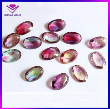 Wuzhou Multicolor Glass Oval Cutting Colorful Crystal Gems Loose