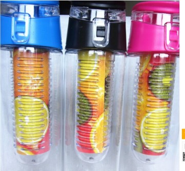 fruit infuser water bottle/plastic sports bottle with straw /sports drink bottle with straws